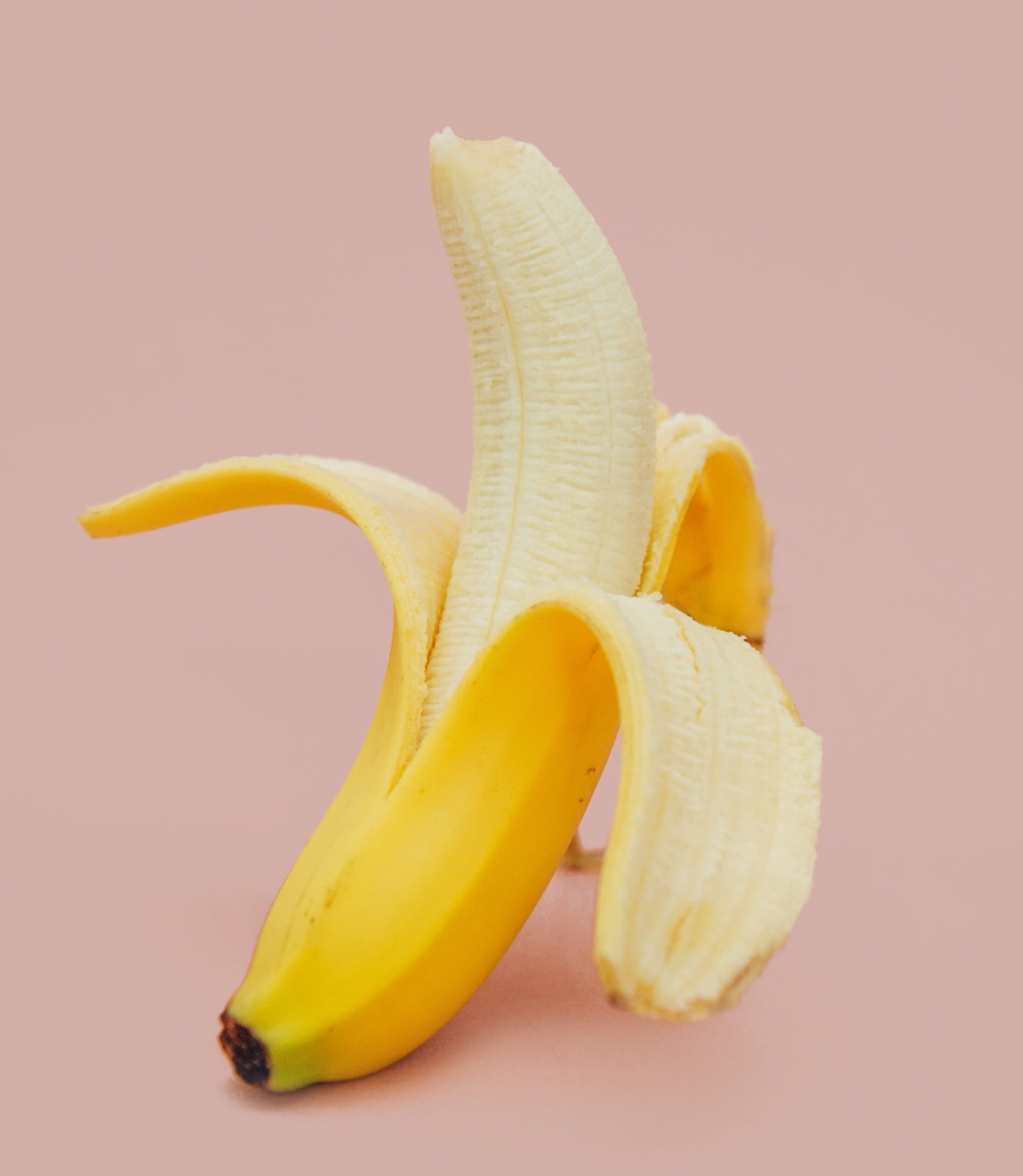 Half peeled banana